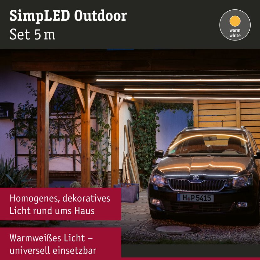 LED-Strip 'SimpLED Outdoor Warmweiß Komplettset' 5 m 20 W Weiß