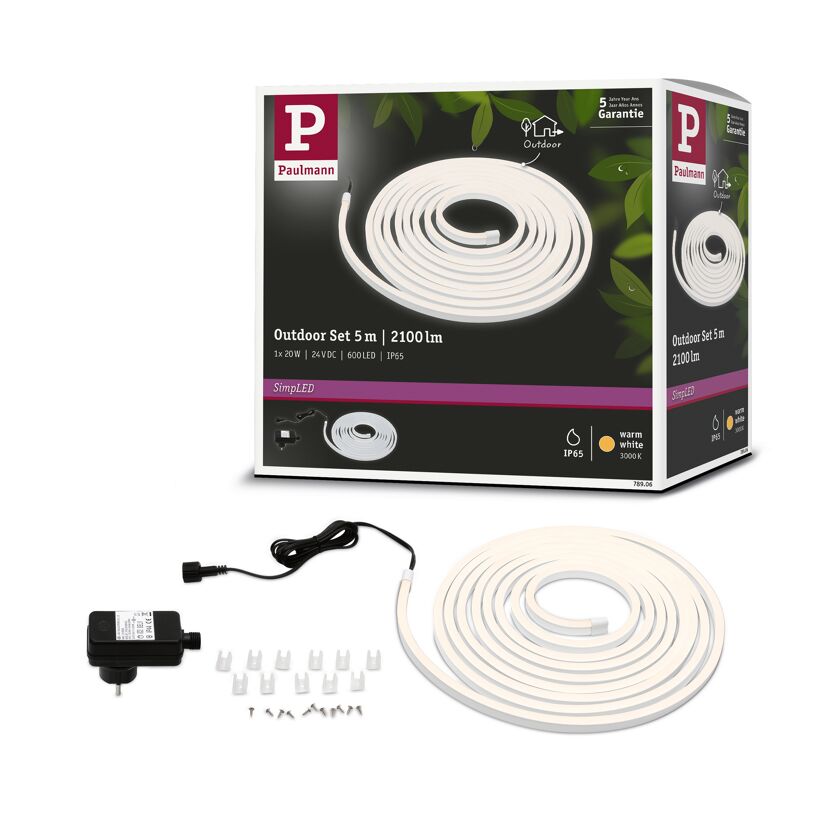 LED-Strip 'SimpLED Outdoor Warmweiß Komplettset' 5 m 20 W Weiß