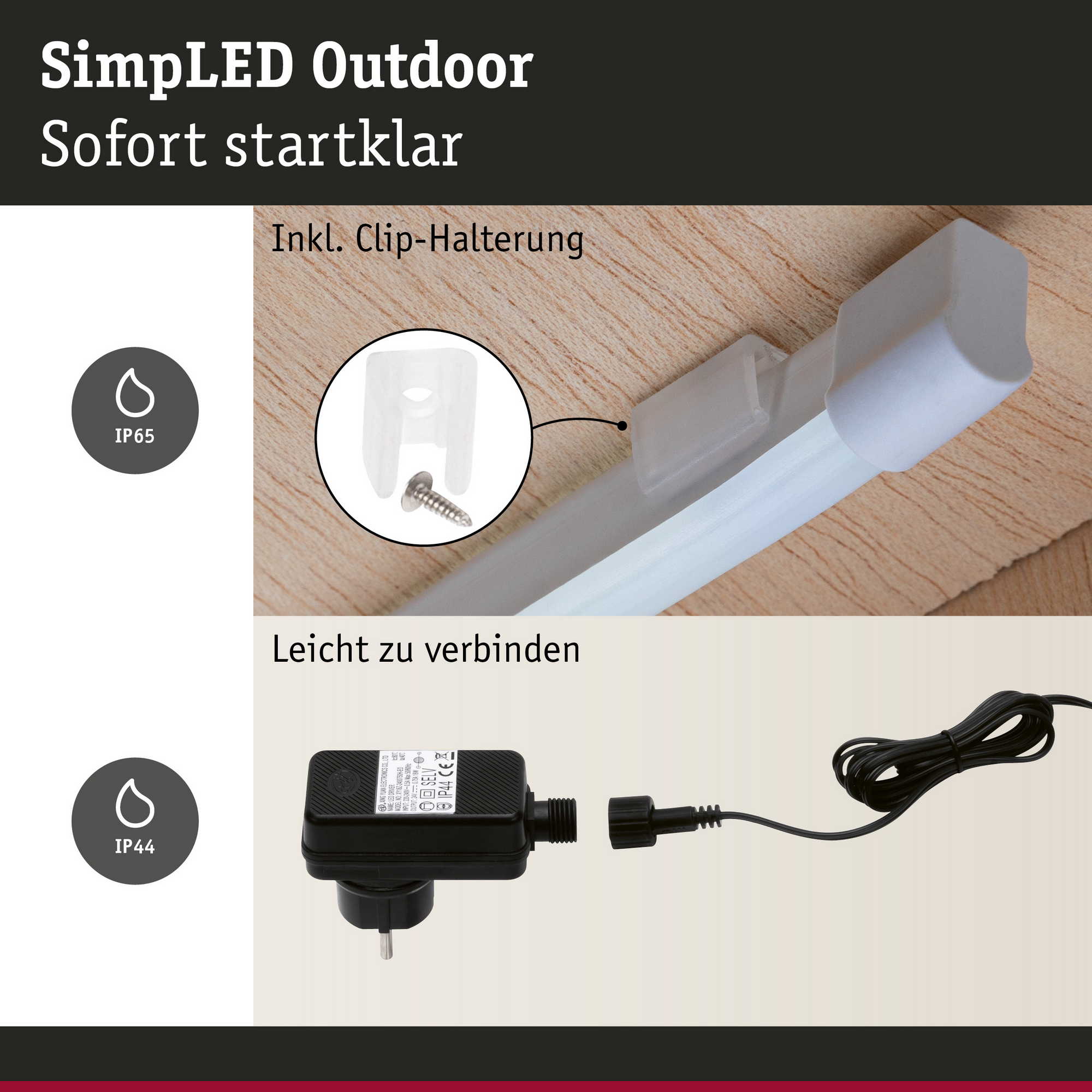 LED-Strip 'SimpLED Outdoor Warmweiß Komplettset' 5 m 20 W Weiß + product picture