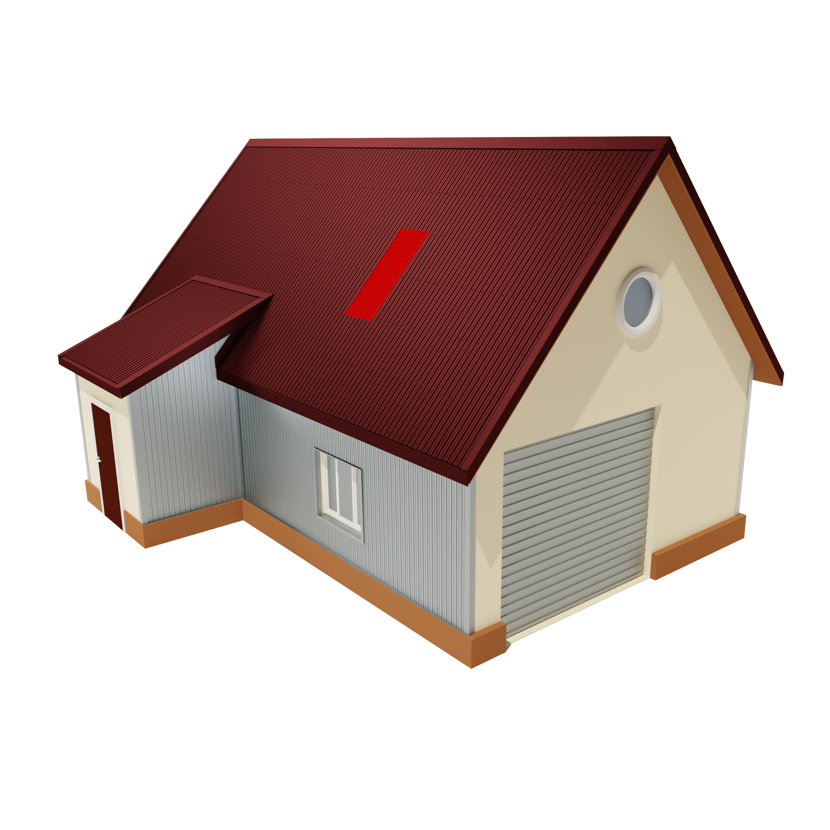 Haus mit Trapezblechdach und Garage