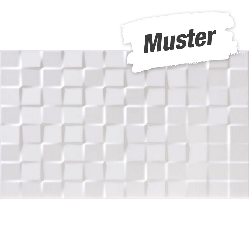 Muster zur Wandfliese 'Atrium byblos' Steingut weiß matt 33 x 55 cm