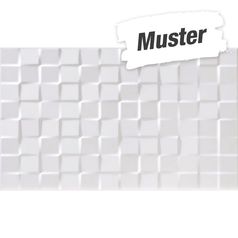 Muster zur Wandfliese 'Atrium byblos' Steingut weiß matt 33 x 55 cm