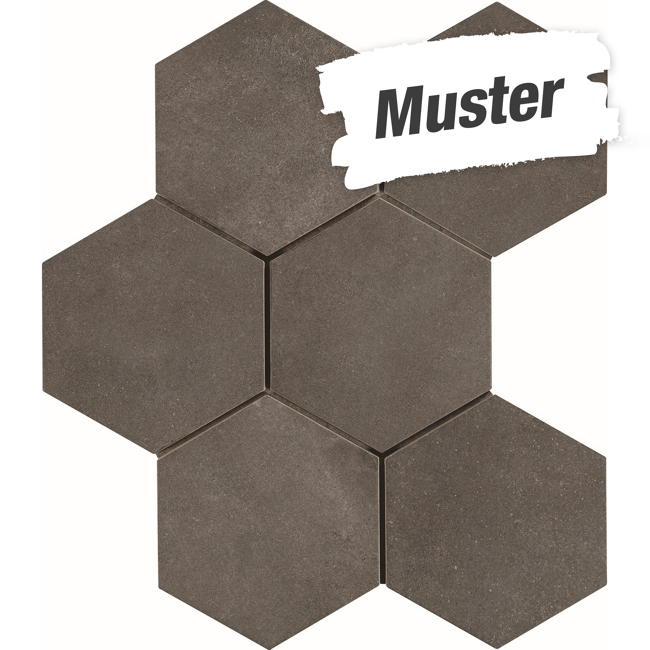 Bild von Muster zur Bodenfliese 'Time Hex' Feinsteinzeug anthrazit 18,2 x 21 cm
