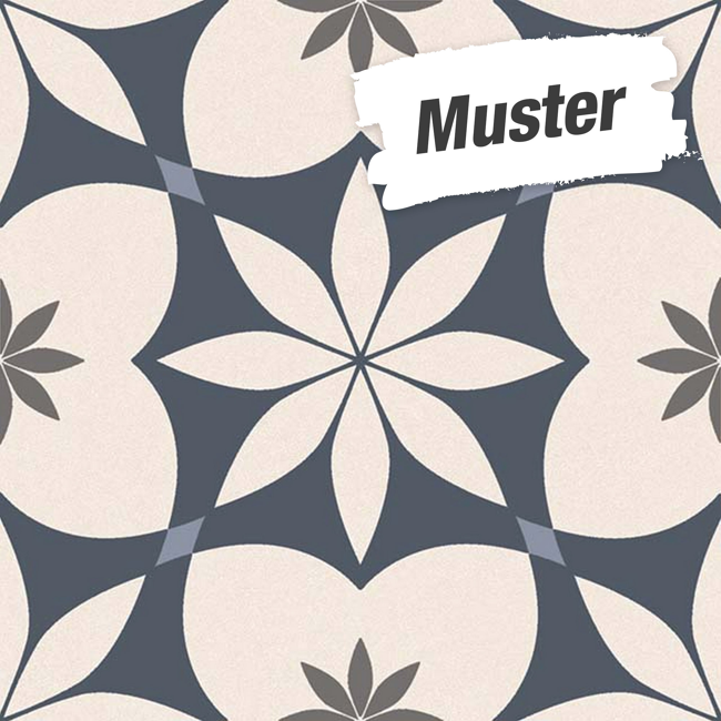 Bild von Muster zur Bodenfliese 'Retro Azul' Feinsteinzeug mehrfarbig 22,5 x 22,5 cm