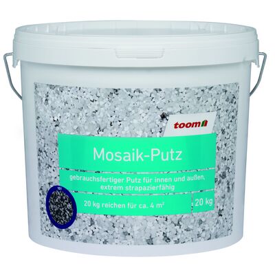 Weißer Mosaik-Putz im Eimer