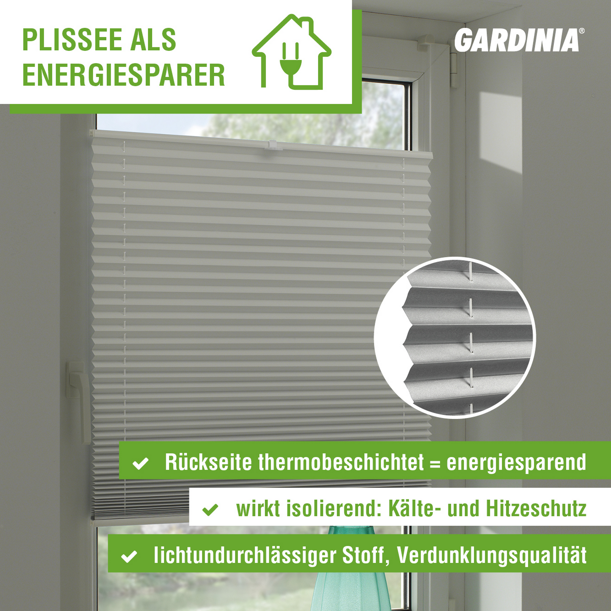 EasyFix Thermo-Plissee elfenbein 80 x 130 cm + product picture