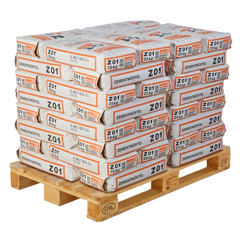 Zementmörtel Quick-Mix Z01, 25 kg Säcke auf Palette