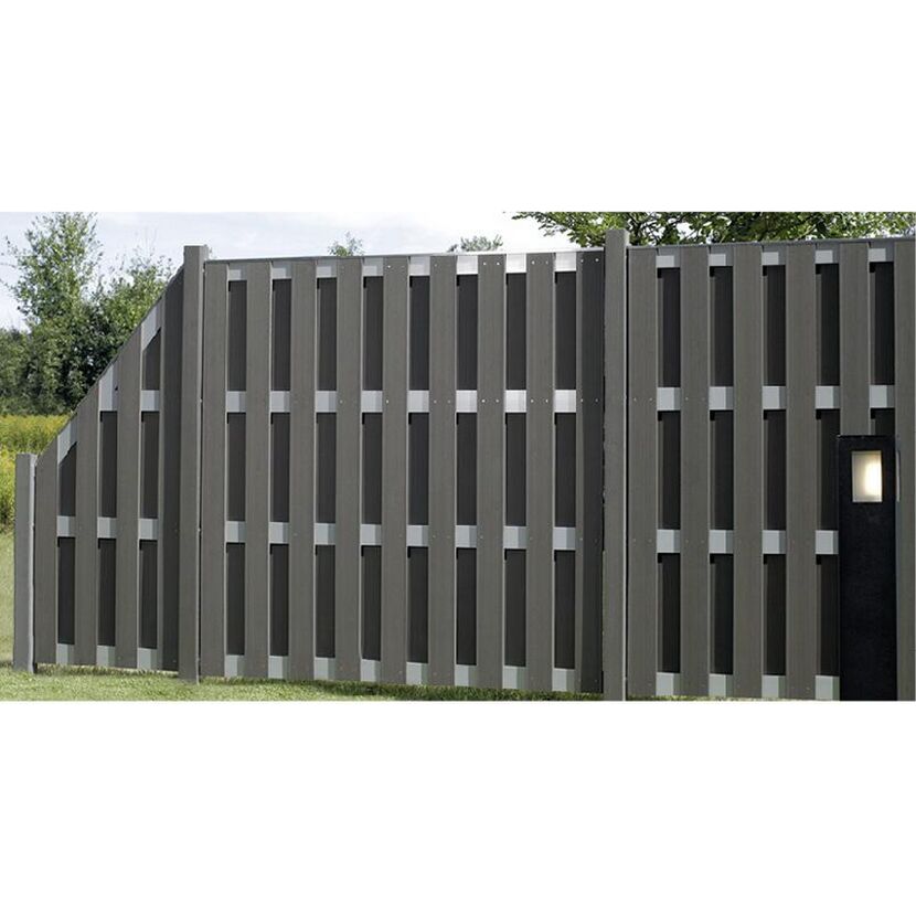 Anthraziter WPC Sichtschutzzaun JUMBO mit Aluminium