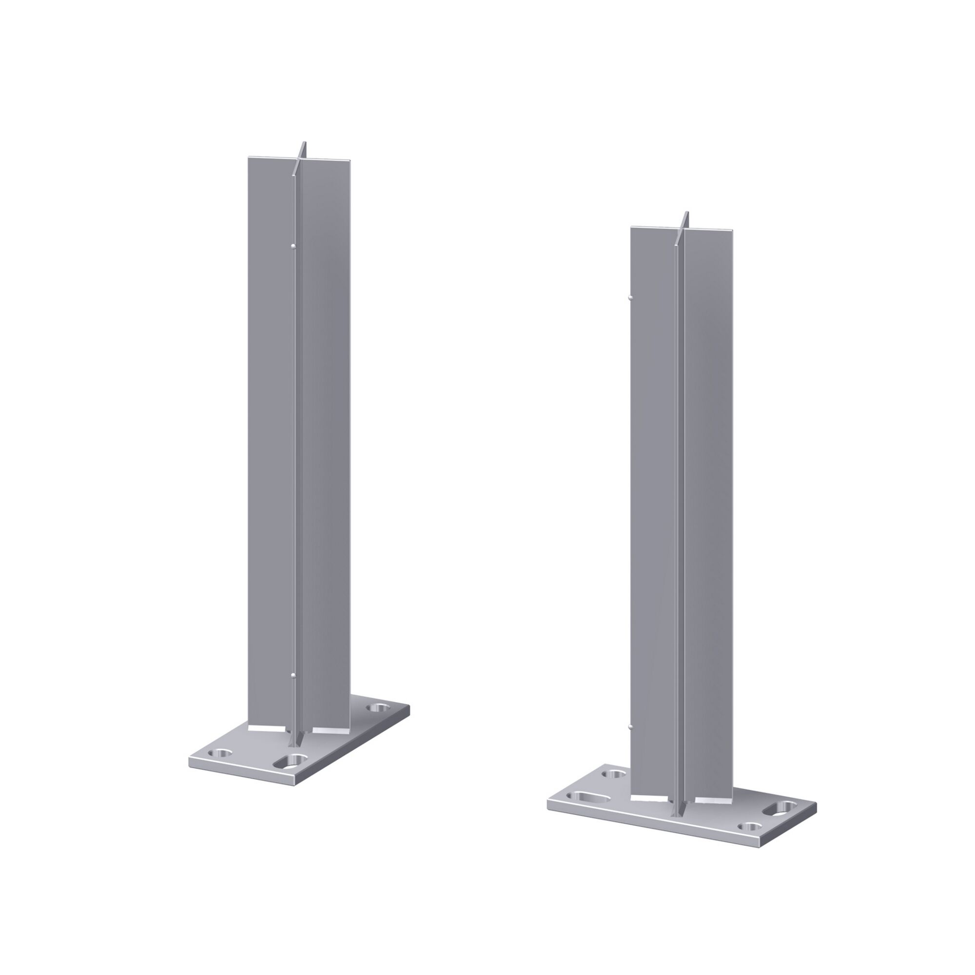 Zwei graue Pfostenträger aus Metall