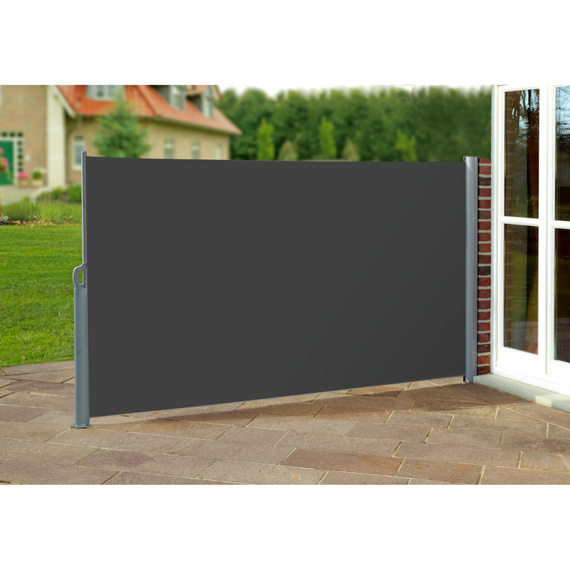 Anthrazitfarbener Seitenrollo, L 300 cm x H 160 cm