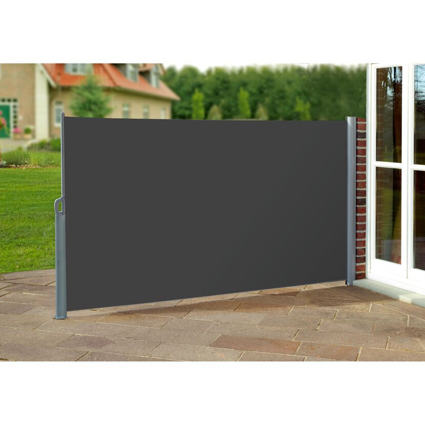 Anthrazitfarbener Seitenrollo, L 300 cm x H 160 cm