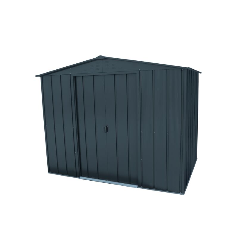 Anthrazitfarbenes Metall-Gerätehaus MGH Top Shed 8x6