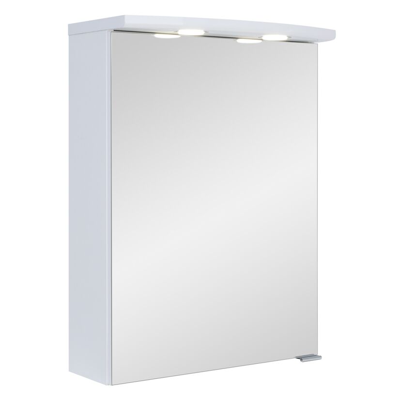Weißer LED-Spiegelschrank, geschlossen.