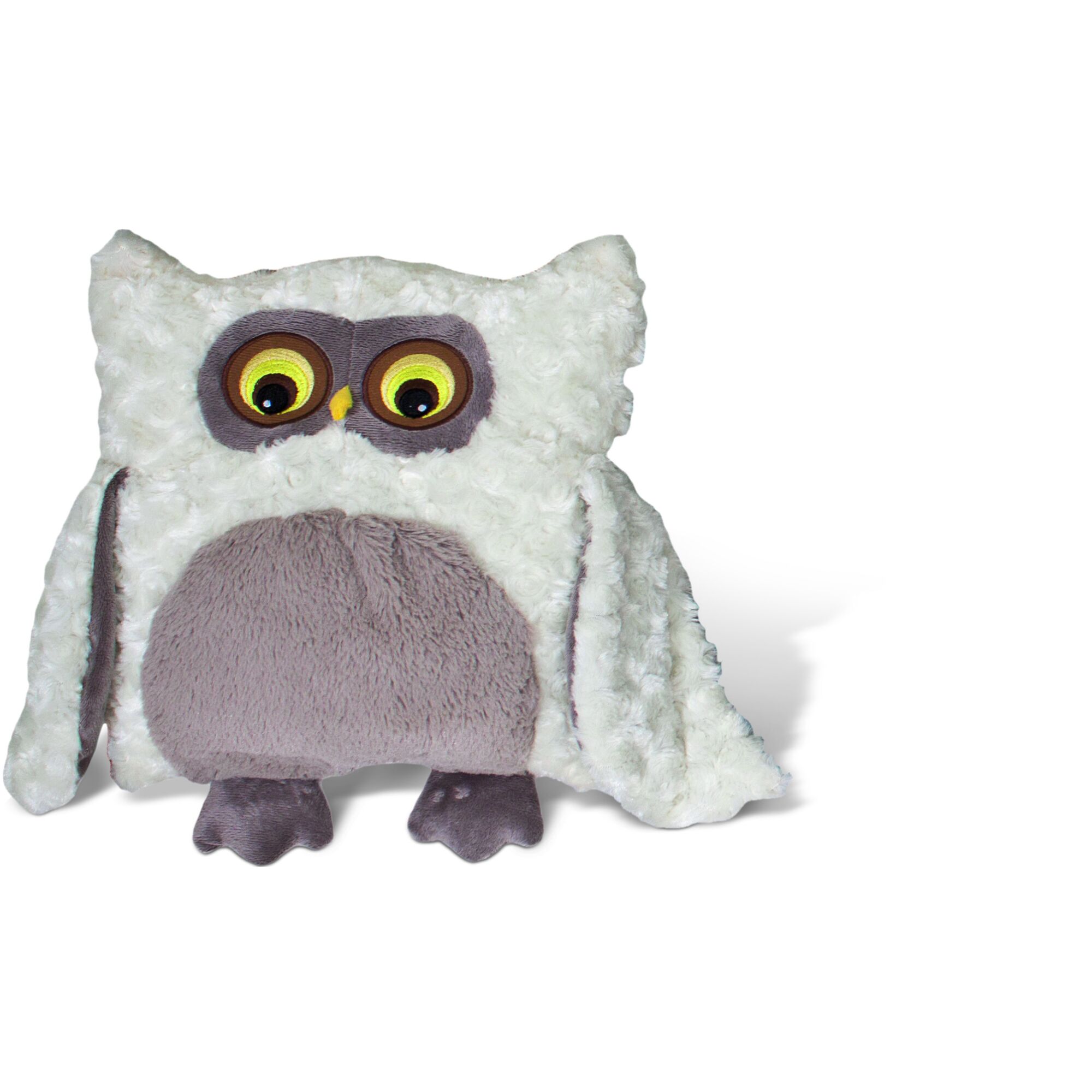 Flauschiges Eulenkissen in Weiß und Grau