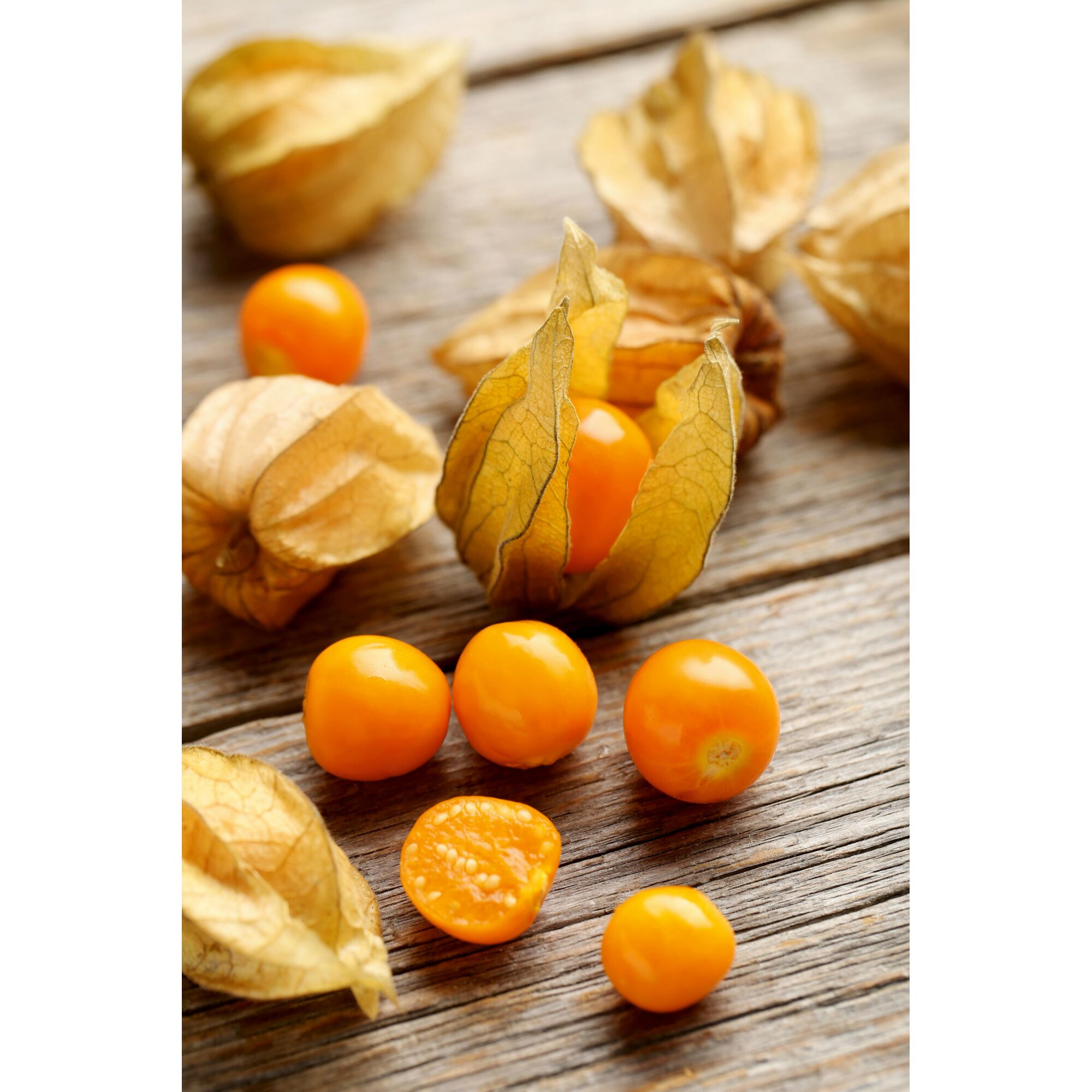 Physalis auf Holztisch