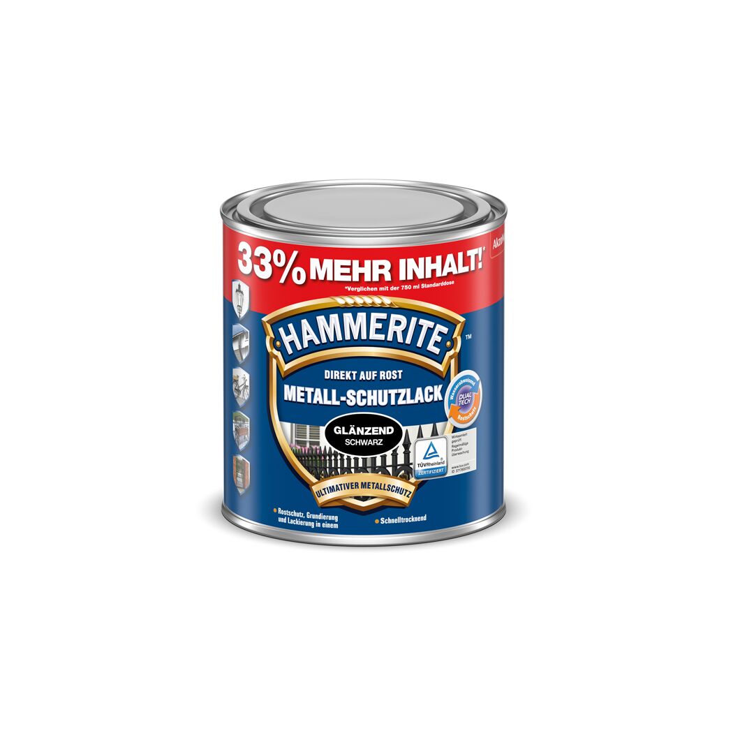 Dose Hammerite Metall-Schutzlack glänzend schwarz