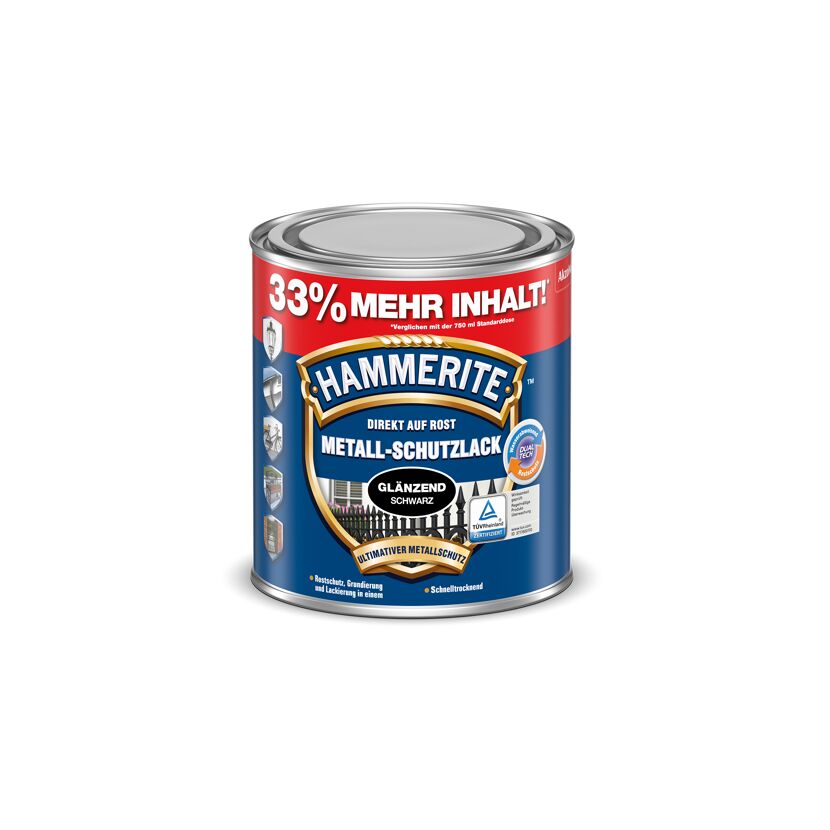 Dose Hammerite Metall-Schutzlack glänzend schwarz