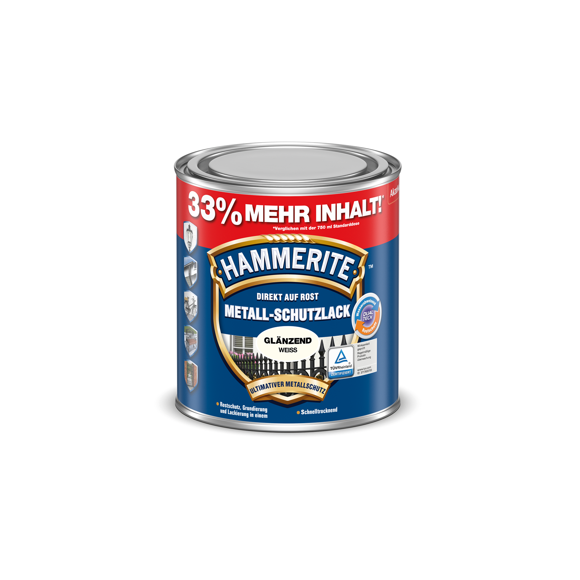 Hammerite Metall-Schutzlack glänzend weiß
