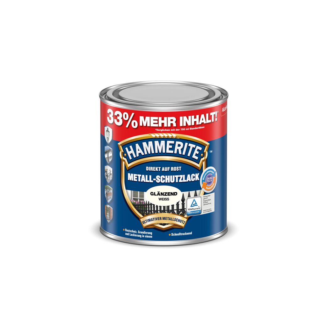 Hammerite Metall-Schutzlack glänzend weiß