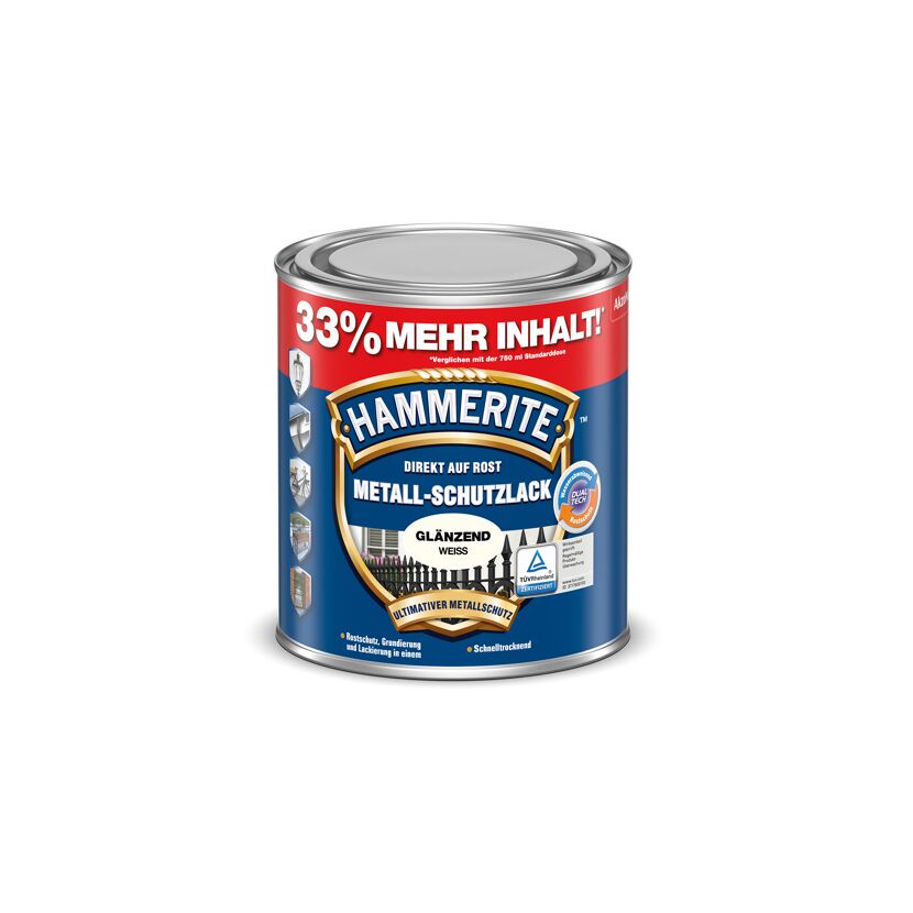 Hammerite Metall-Schutzlack glänzend weiß