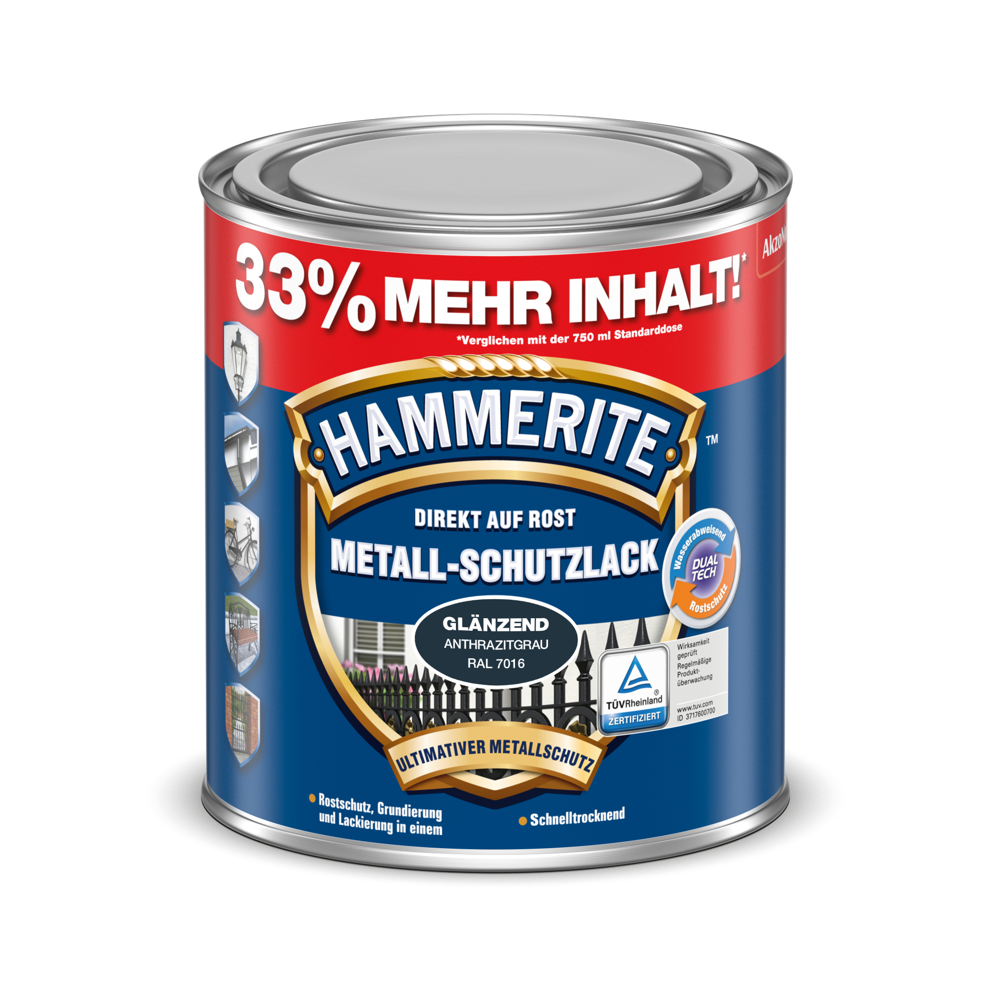 Dose Hammerite Metallschutzlack Anthrazitgrau glänzend