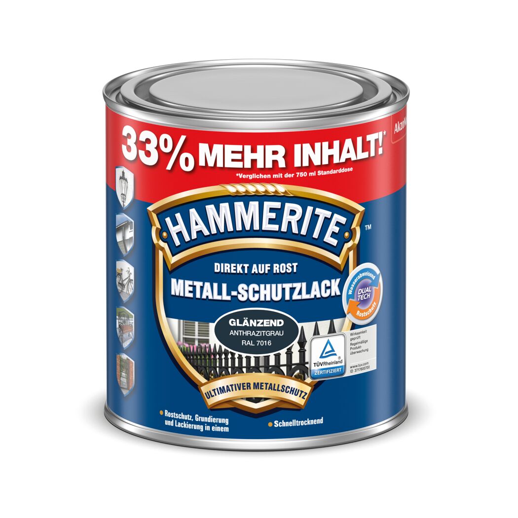 Dose Hammerite Metallschutzlack Anthrazitgrau glänzend