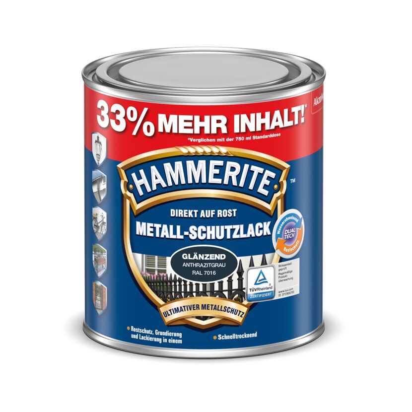 Dose Hammerite Metallschutzlack Anthrazitgrau glänzend