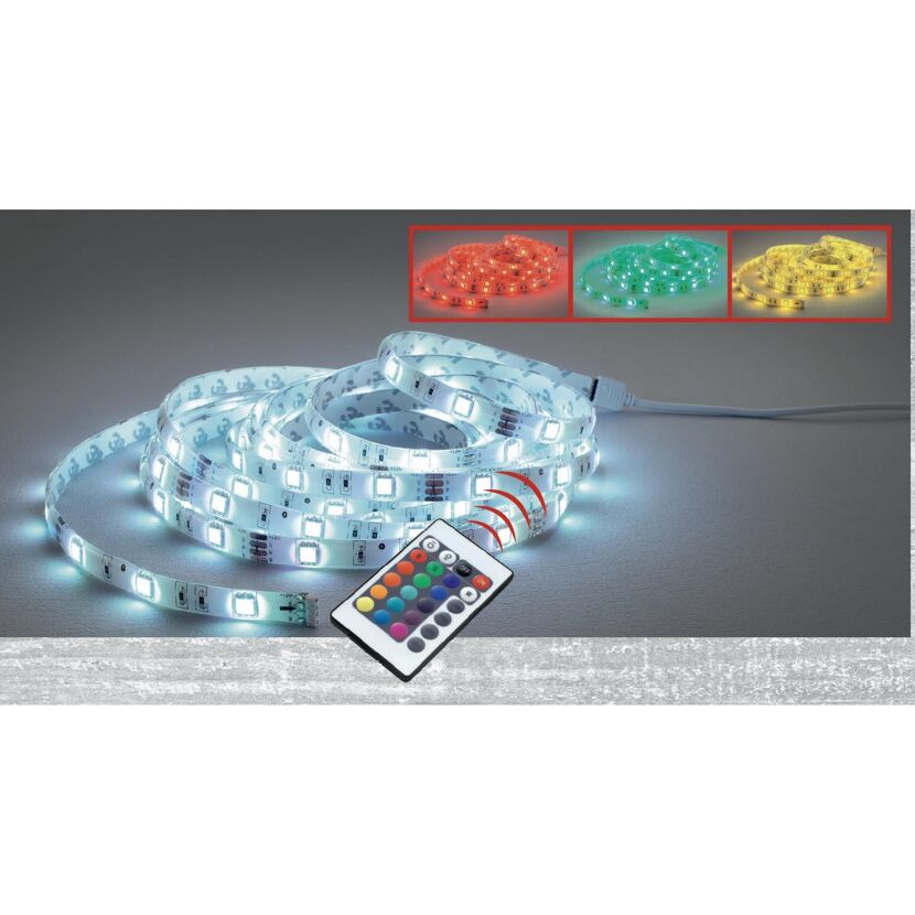 LED-Band mit Fernbedienung in verschiedenen Farben.