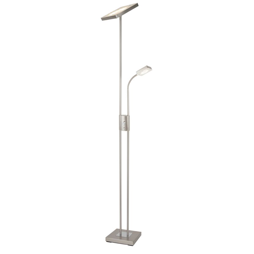 Nickel Stehleuchte mit zwei LED-Leuchten