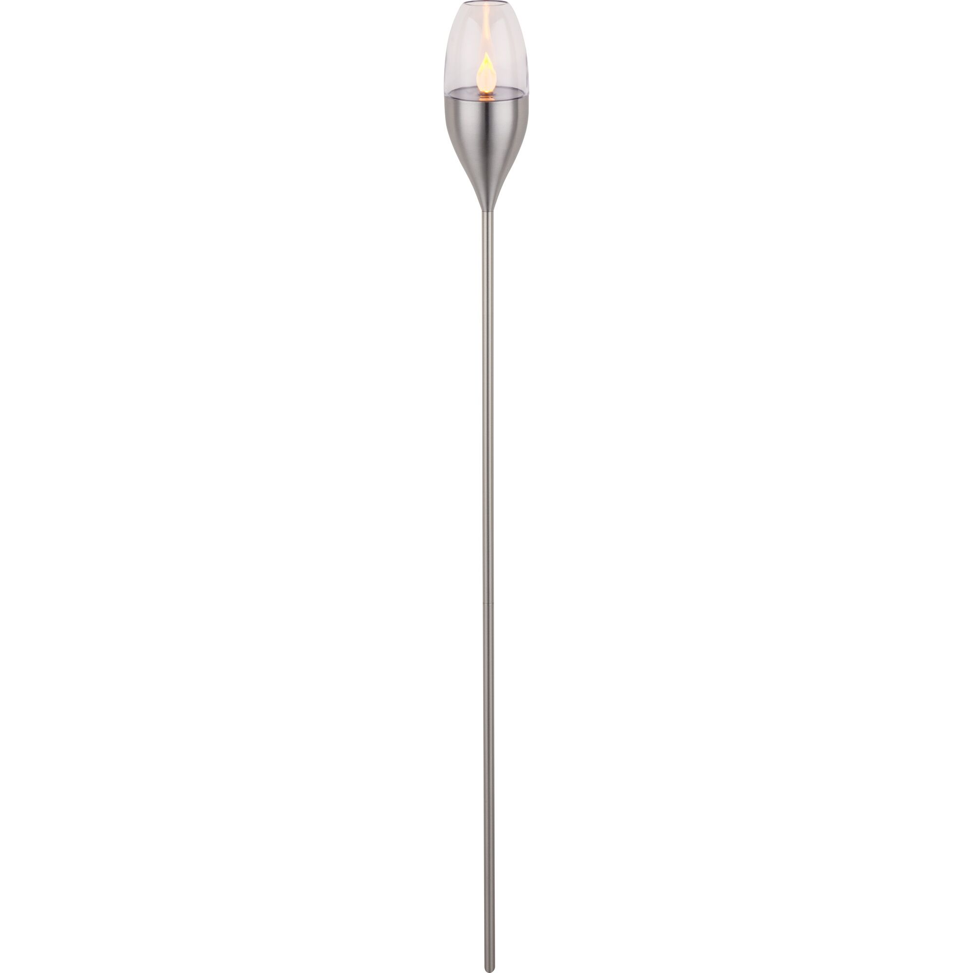 Solar-Fackel aus Edelstahl mit Flamme