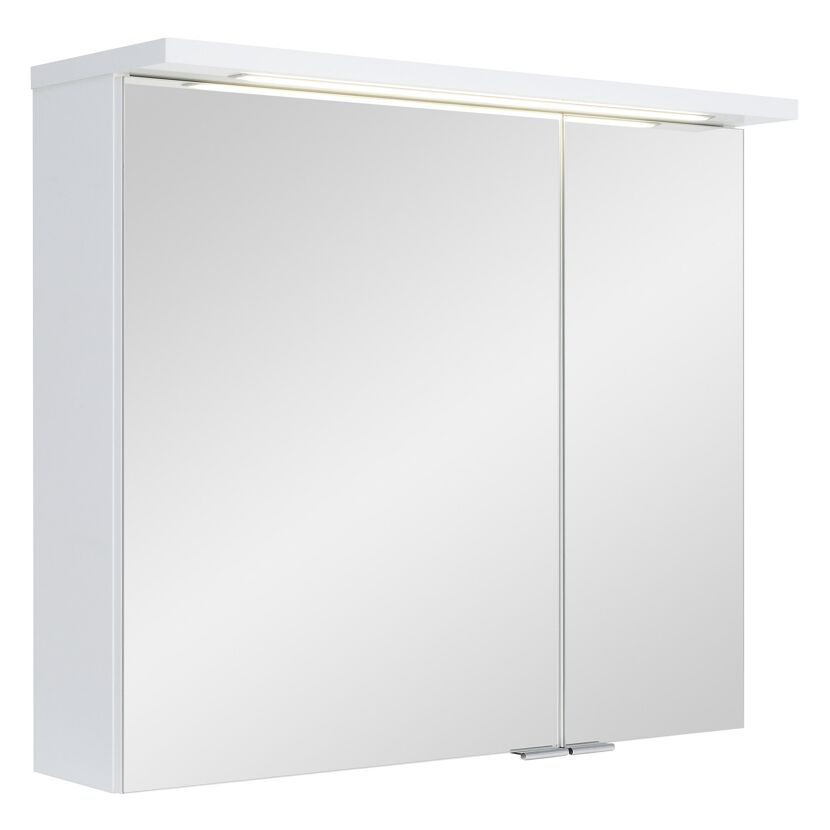 Weißer LED-Spiegelschrank Emily mit zwei Türen.