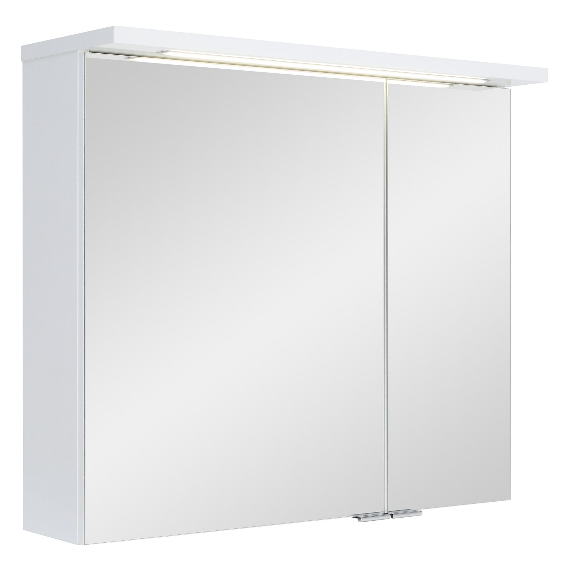 Weißer LED-Spiegelschrank Emily mit zwei Türen.