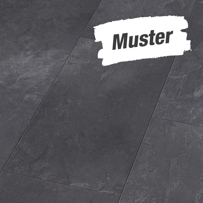 Bild von Muster zum Laminat 'Canyon' Ölschiefer schieferfarben wasserresistent 8 mm