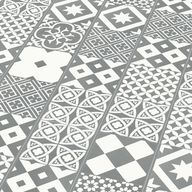 Bild von Laminat 'Visiogrande Ornamento' Linares Glazed hellgrau 8 mm