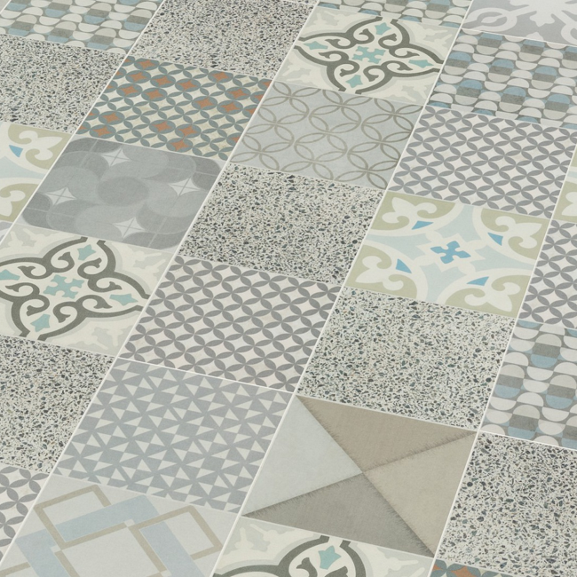 Bild von Laminat 'Visiogrande Ornamento' Sevilla Glazed hellgrau 8 mm