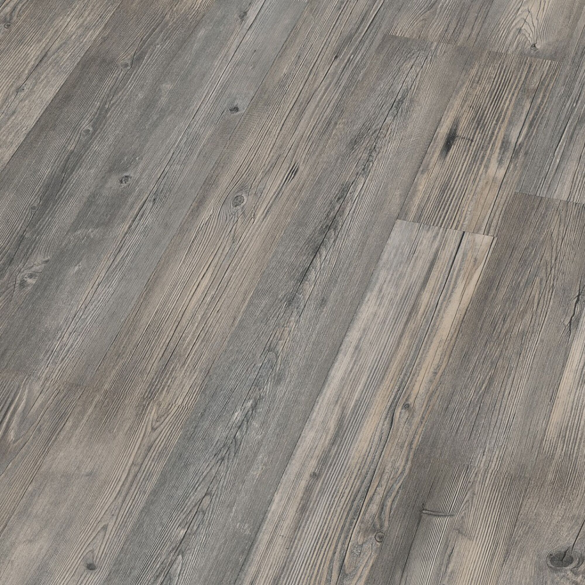 Grauer Laminatboden in Holzoptik