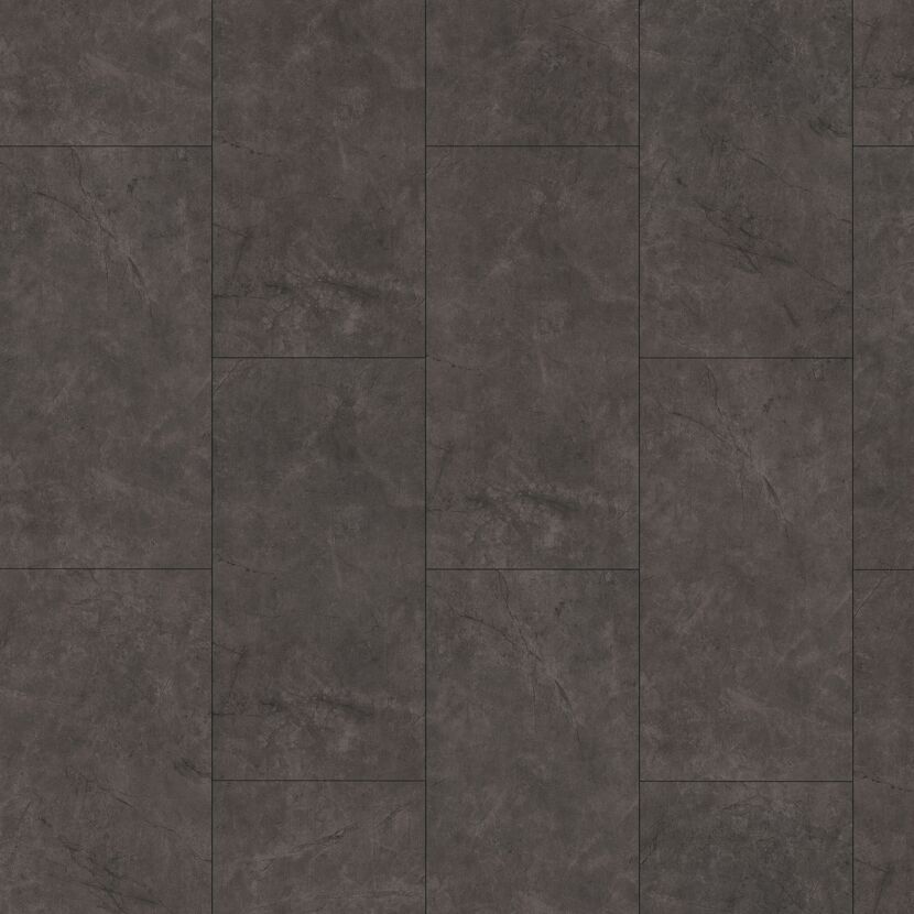Anthrazitfarbener Laminatboden in Fliesenoptik