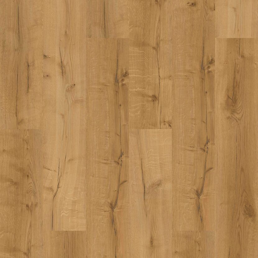 Nahaufnahme von honigfarbenem Vinylboden in Holzoptik