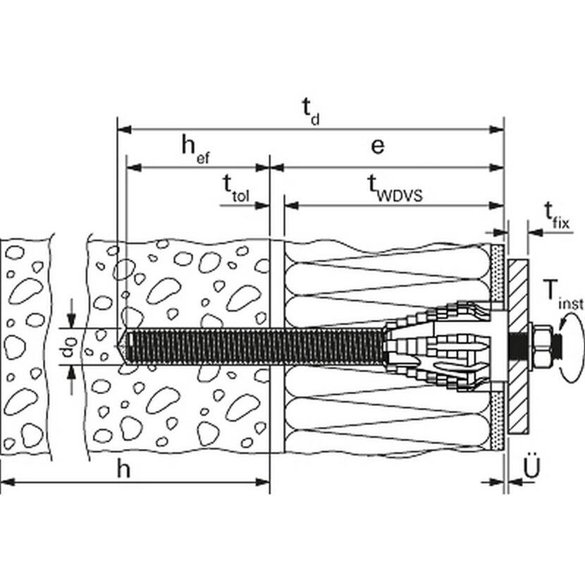 Abstandsmontagesystem 'Thermax 12' für Dämmstoffe 62 bis 110 mm, M12