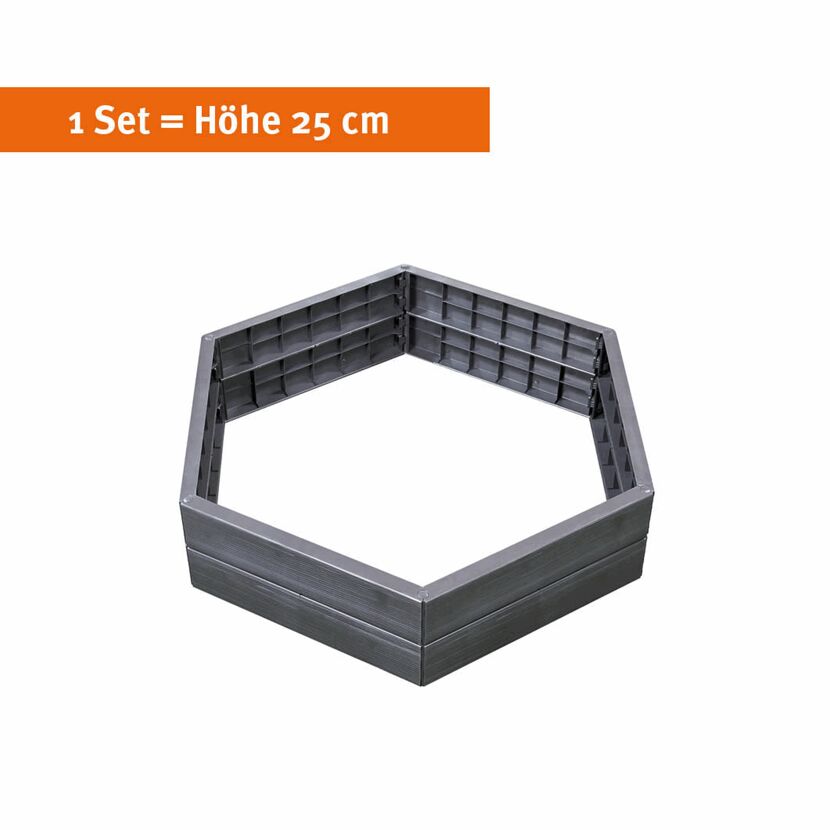 Sechseckiges Hochbeet-System, grau