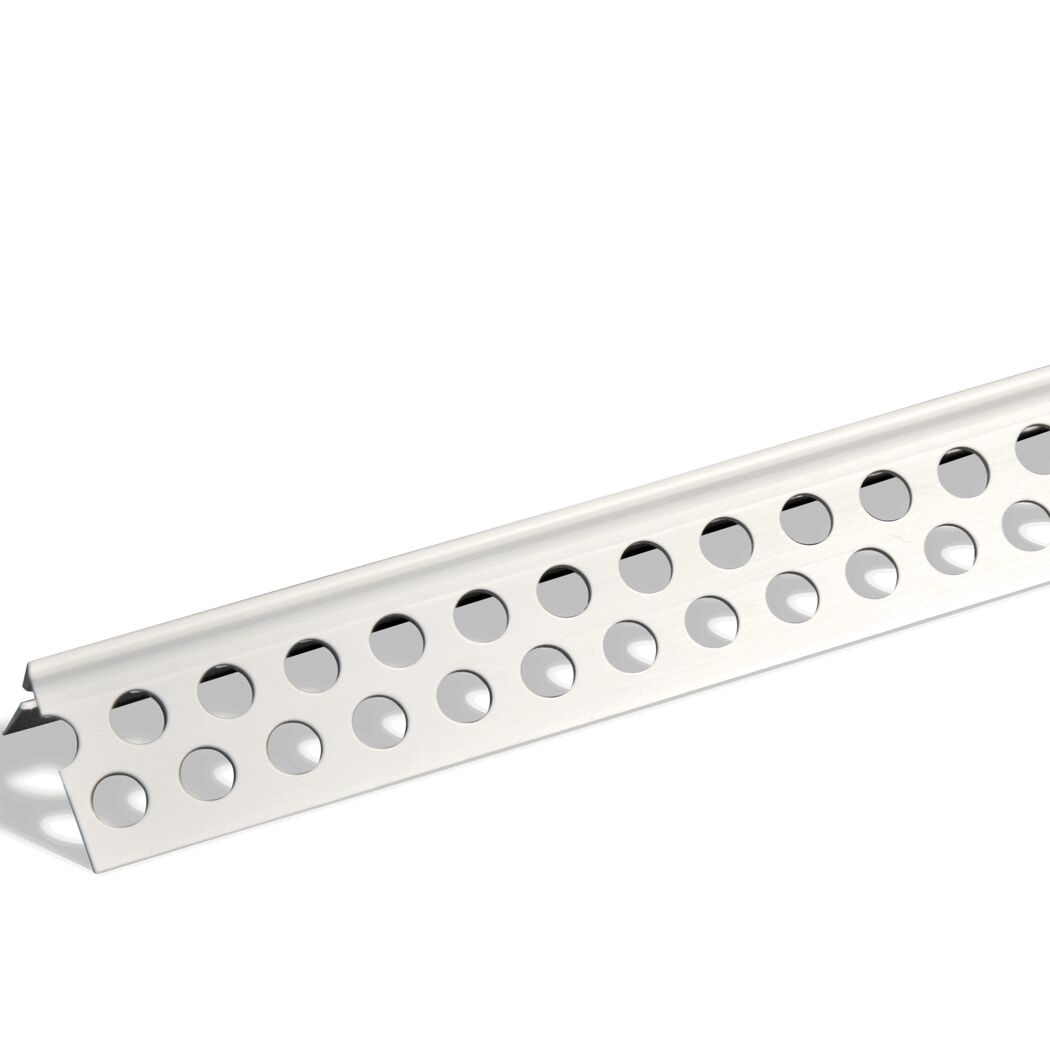 Weißes PVC-Eckschutzprofil mit Löchern