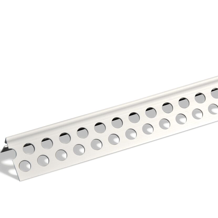 Weißes PVC-Eckschutzprofil mit Löchern