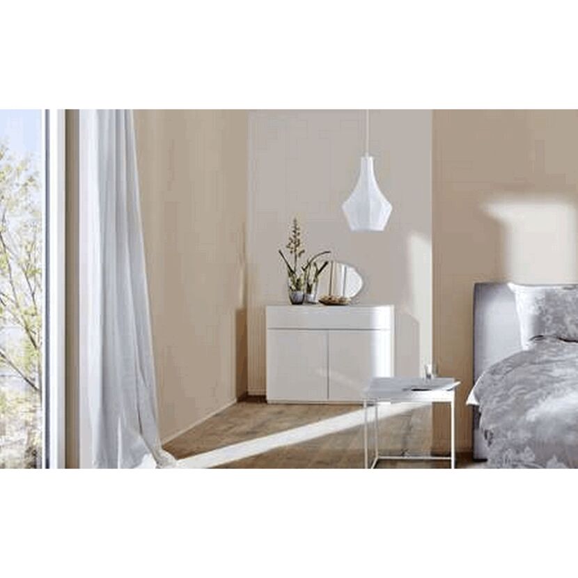 Schlafzimmer mit Muschel Wandfarbe
