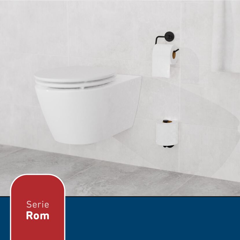Hängendes WC, Serie Rom, mit WC-Papierhalter und Ersatzrolle