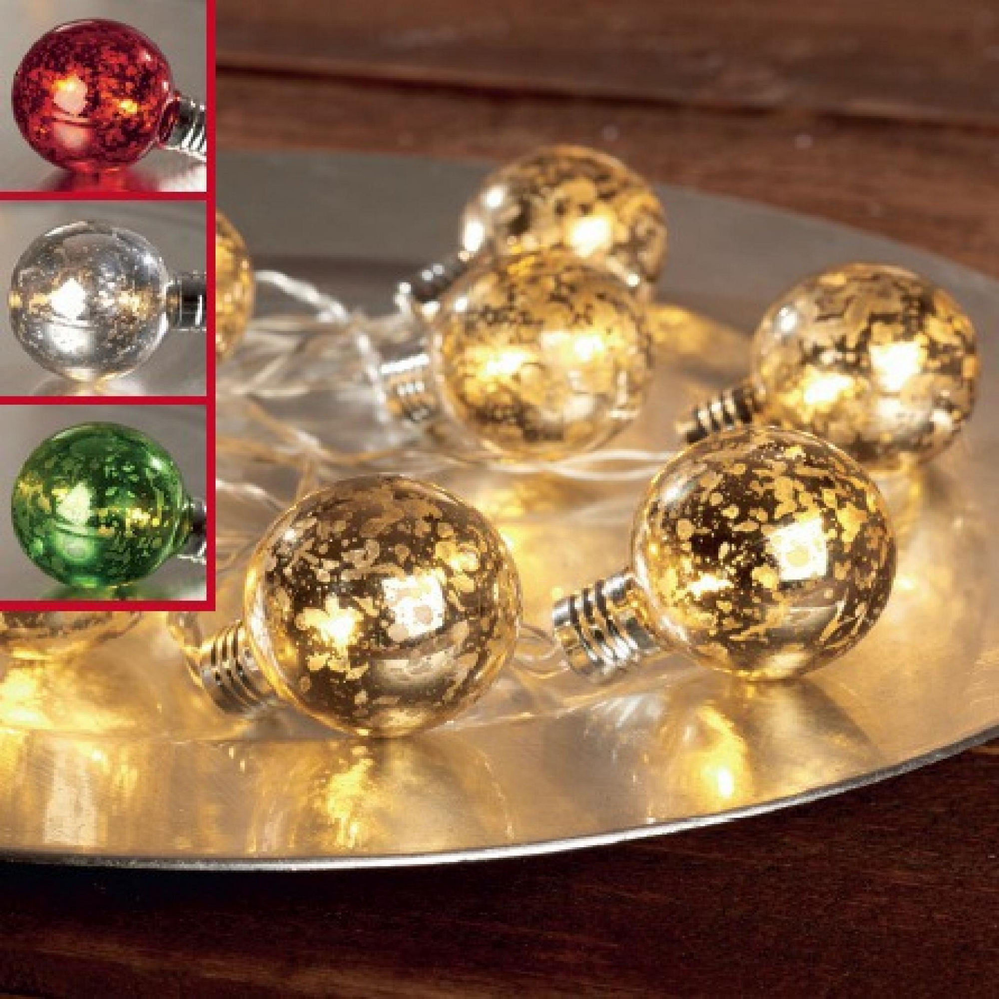 LED-Lichterkette Kugeln gold 10 LEDs + product picture
