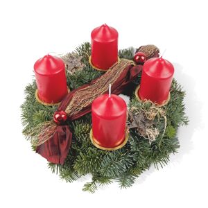 Adventskranz rot Ø 30 cm, mit vier Kerzen