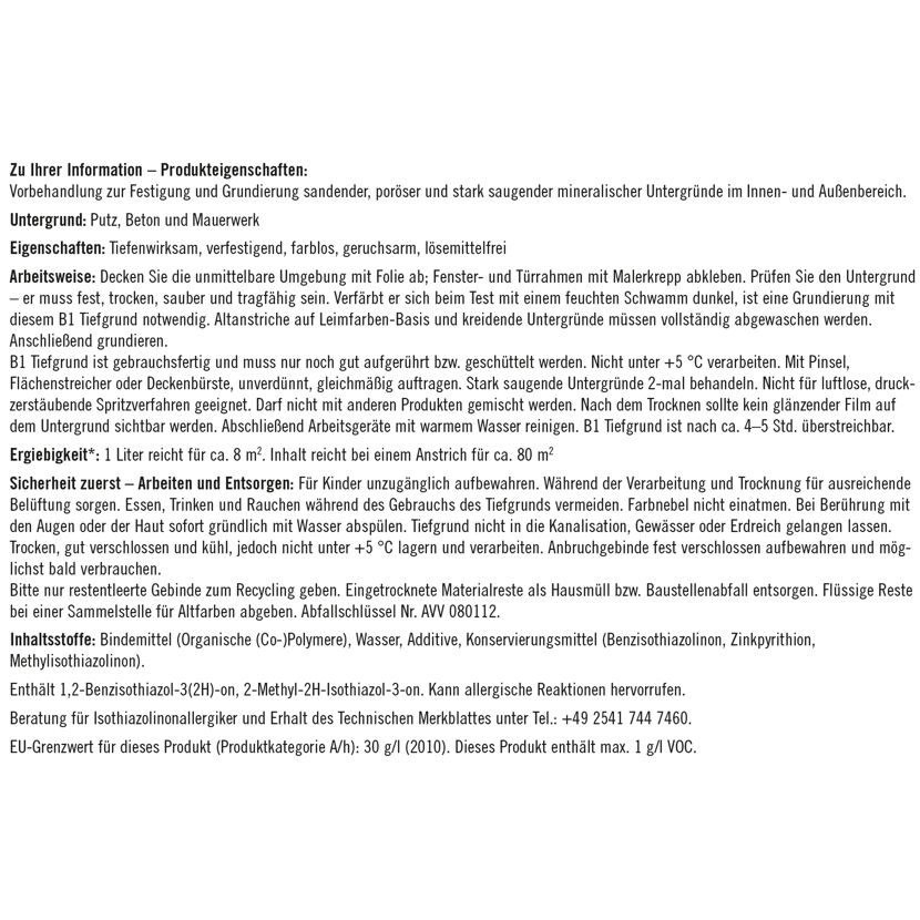 Produktinformation B1 Tiefgrund