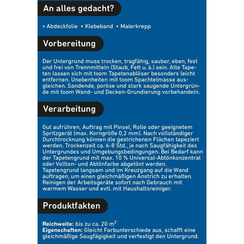 toom Tapetengrund: Vorbereitung und Verarbeitung