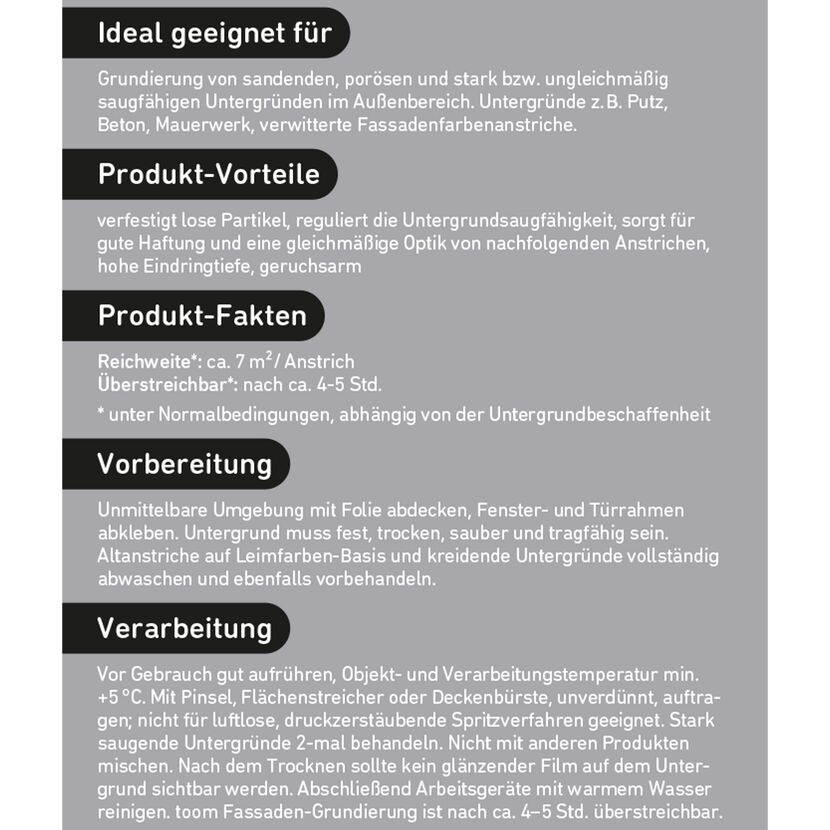 Produktinformation zu toom Fassadengrundierung