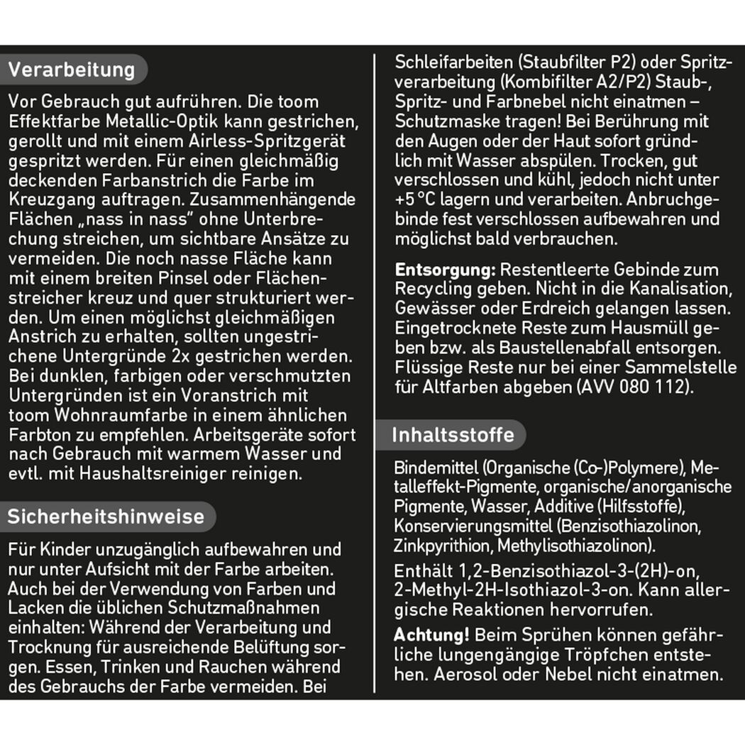 Anleitung für toom Metallic-Effektfarbe